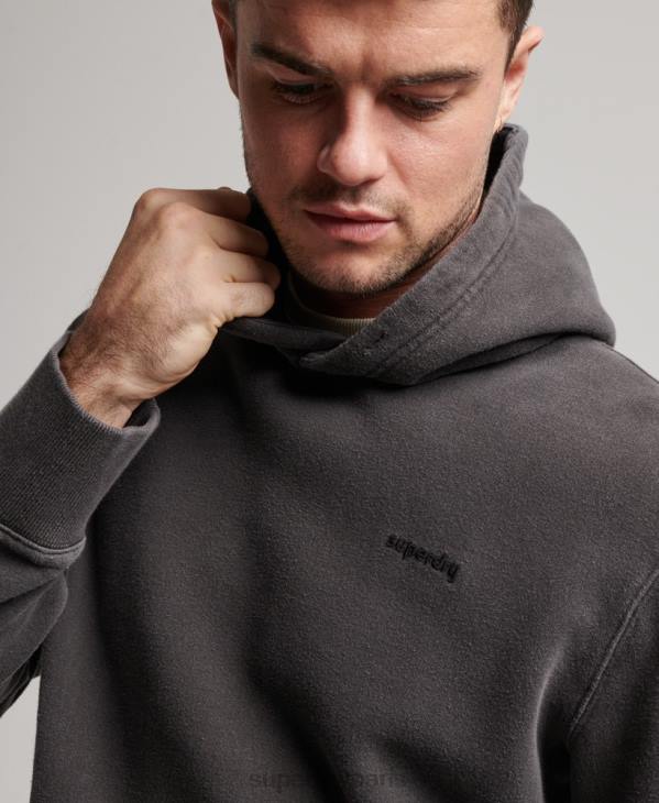 Superdry Hommes sweat à capuche délavé vintage D64Z613 vêtements gris foncé