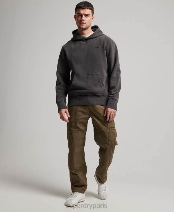 Superdry Hommes sweat à capuche délavé vintage D64Z613 vêtements gris foncé
