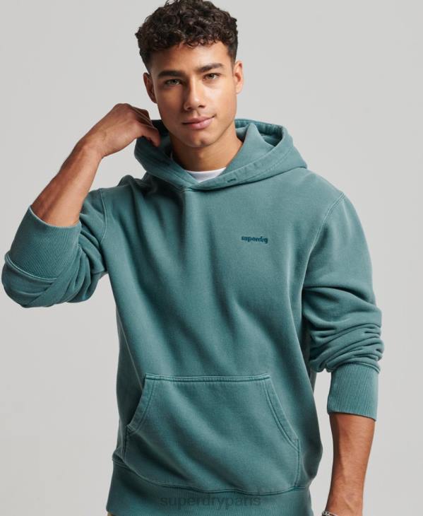 Superdry Hommes sweat à capuche délavé vintage D64Z764 vêtements turquoise