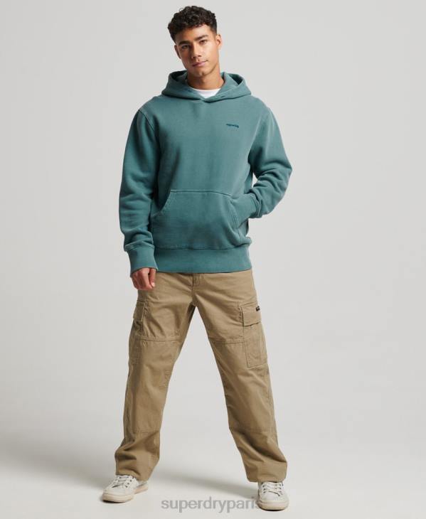 Superdry Hommes sweat à capuche délavé vintage D64Z764 vêtements turquoise