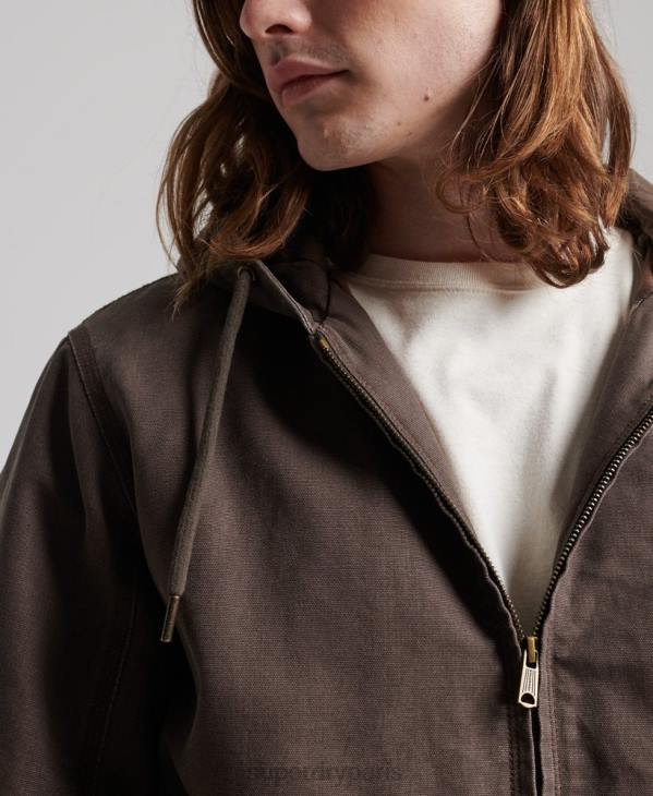 Superdry Hommes sweat à capuche de travail D64Z25 vêtements brun