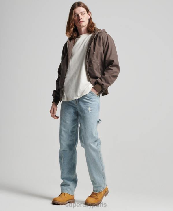 Superdry Hommes sweat à capuche de travail D64Z25 vêtements brun