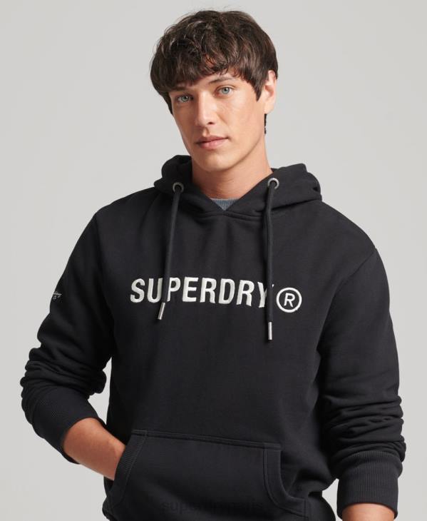 Superdry Hommes sweat à capuche de travail à logo vintage corporation D64Z5169 vêtements noir