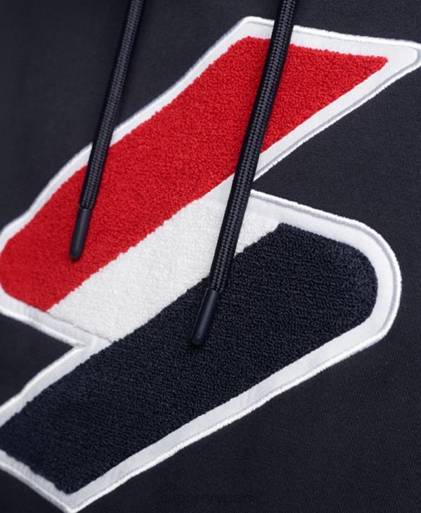 Superdry Hommes sweat à capuche en chenille à logo code D64Z5216 vêtements marine