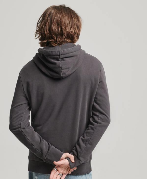 Superdry Hommes sweat à capuche fluo à logo vintage D64Z544 vêtements gris foncé
