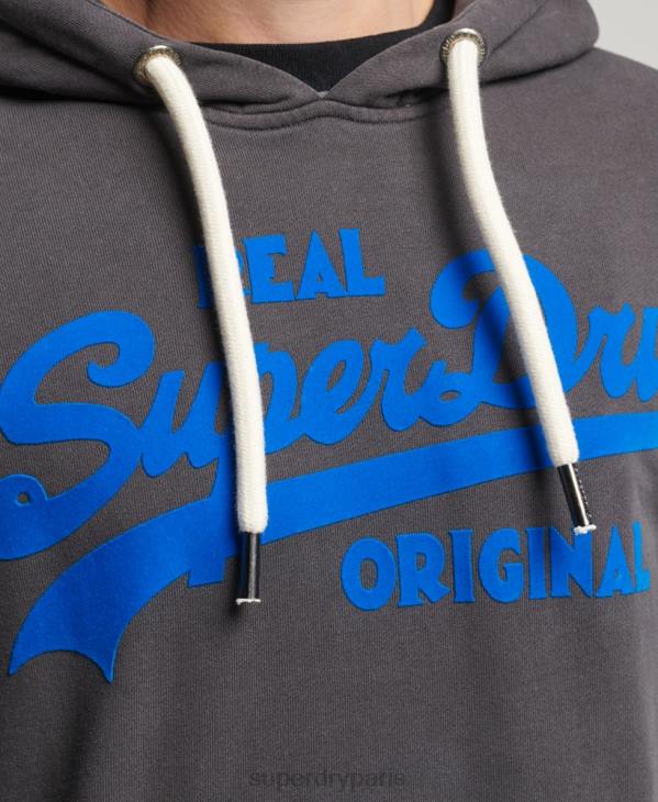 Superdry Hommes sweat à capuche fluo à logo vintage D64Z544 vêtements gris foncé