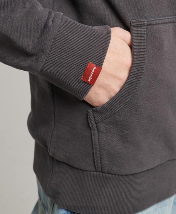 Superdry Hommes sweat à capuche fluo à logo vintage D64Z544 vêtements gris foncé