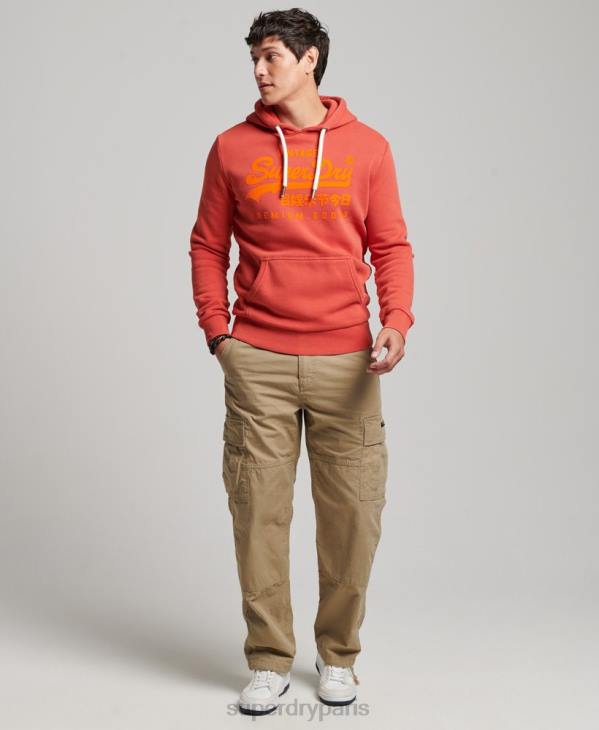 Superdry Hommes sweat à capuche fluo à logo vintage D64Z569 vêtements rouge