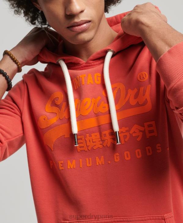 Superdry Hommes sweat à capuche fluo à logo vintage D64Z795 vêtements rouge