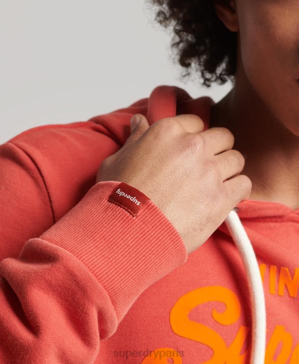 Superdry Hommes sweat à capuche fluo à logo vintage D64Z795 vêtements rouge