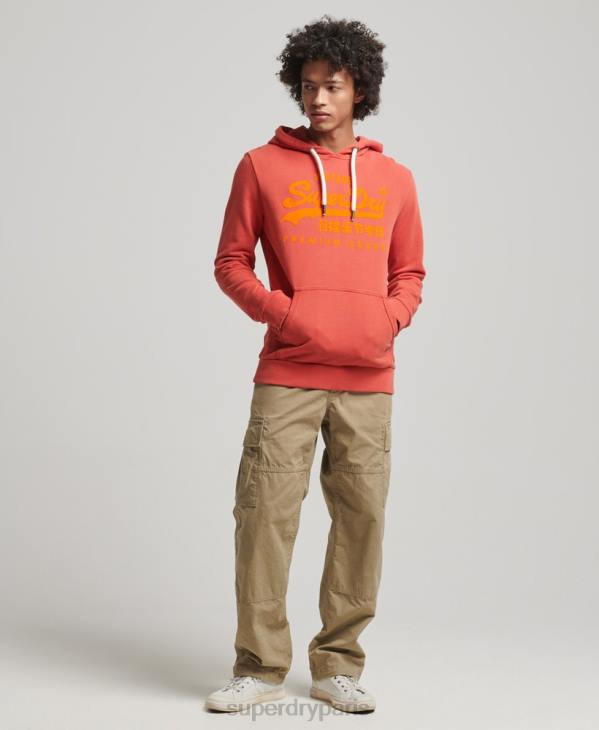 Superdry Hommes sweat à capuche fluo à logo vintage D64Z795 vêtements rouge