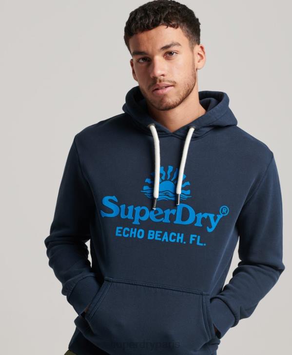 Superdry Hommes sweat à capuche fluo vintage venue D64Z598 vêtements marine