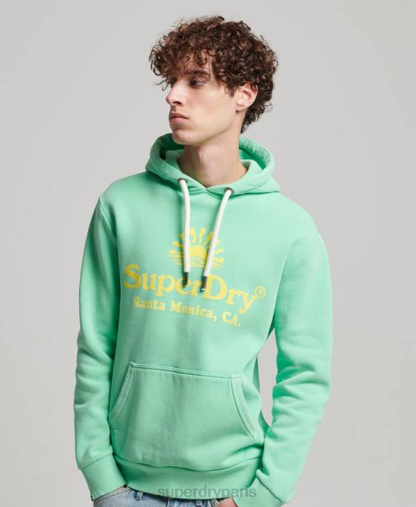 Superdry Hommes sweat à capuche fluo vintage venue D64Z681 vêtements vert