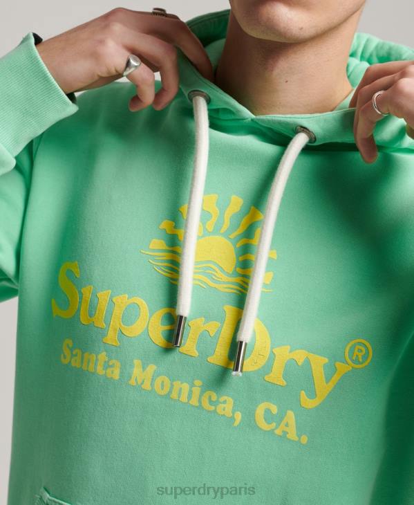 Superdry Hommes sweat à capuche fluo vintage venue D64Z681 vêtements vert