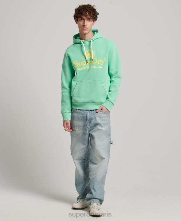 Superdry Hommes sweat à capuche fluo vintage venue D64Z681 vêtements vert