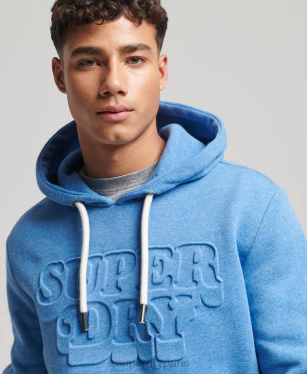 Superdry Hommes sweat à capuche gaufré vintage cooper class D64Z798 vêtements bleu