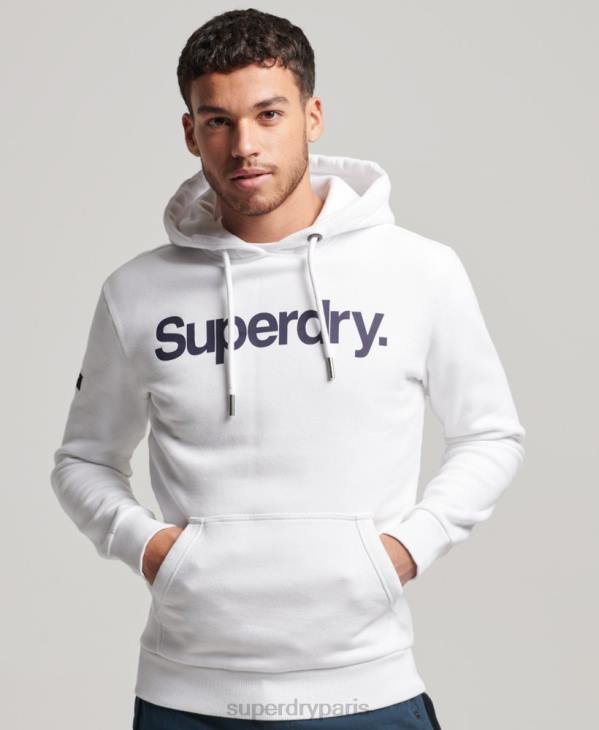 Superdry Hommes sweat à capuche graphique en coton biologique D64Z5075 vêtements blanc