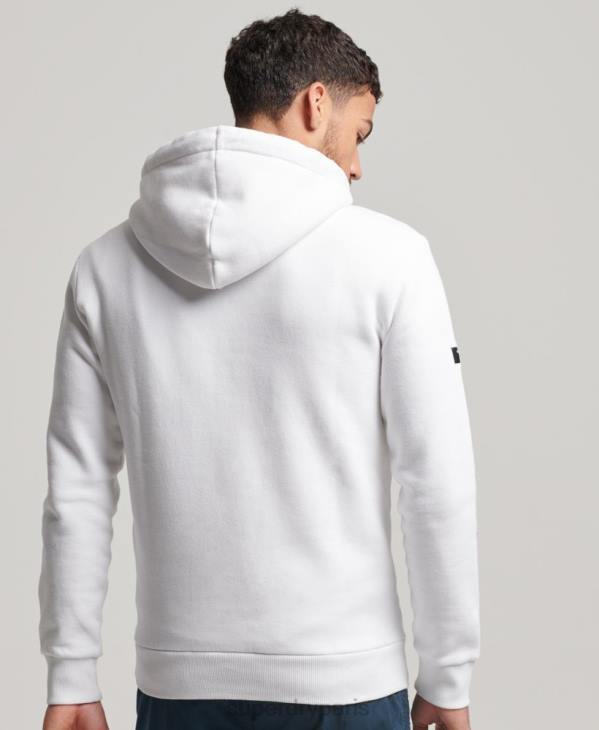 Superdry Hommes sweat à capuche graphique en coton biologique D64Z5075 vêtements blanc