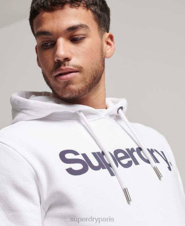 Superdry Hommes sweat à capuche graphique en coton biologique D64Z5075 vêtements blanc