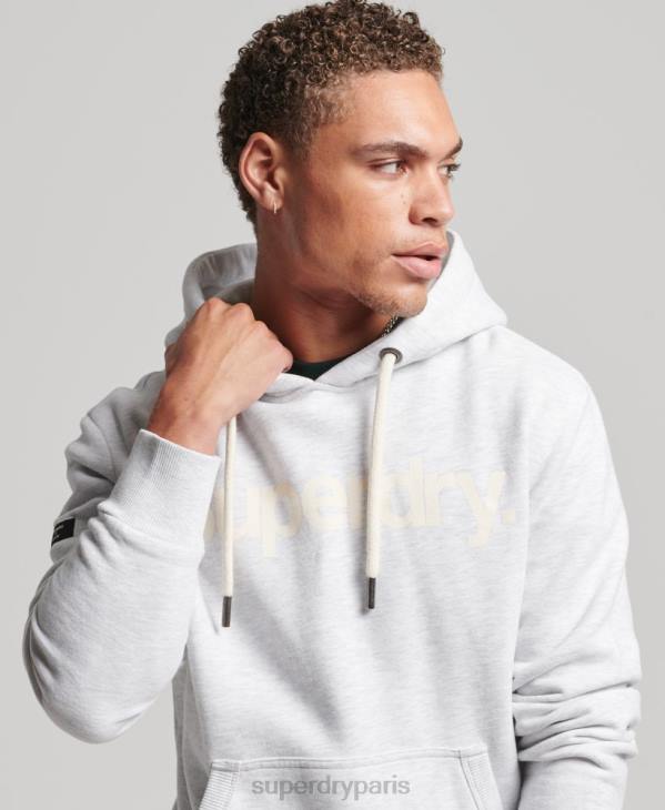 Superdry Hommes sweat à capuche graphique en coton biologique D64Z748 vêtements gris clair