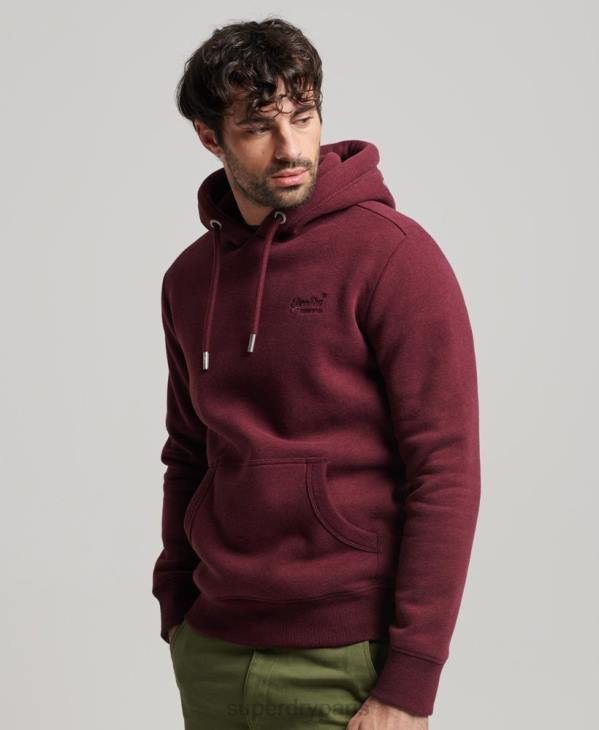Superdry Hommes sweat à capuche à logo brodé D64Z455 vêtements rouge
