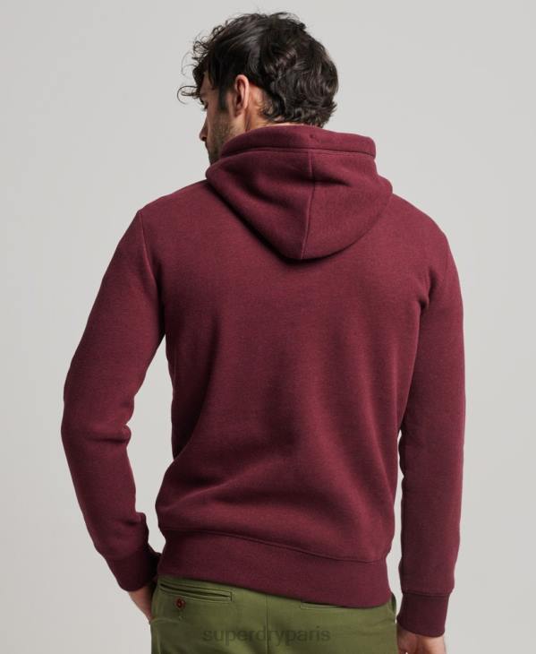 Superdry Hommes sweat à capuche à logo brodé D64Z455 vêtements rouge