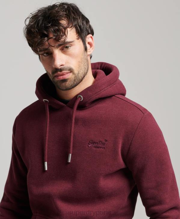 Superdry Hommes sweat à capuche à logo brodé D64Z455 vêtements rouge