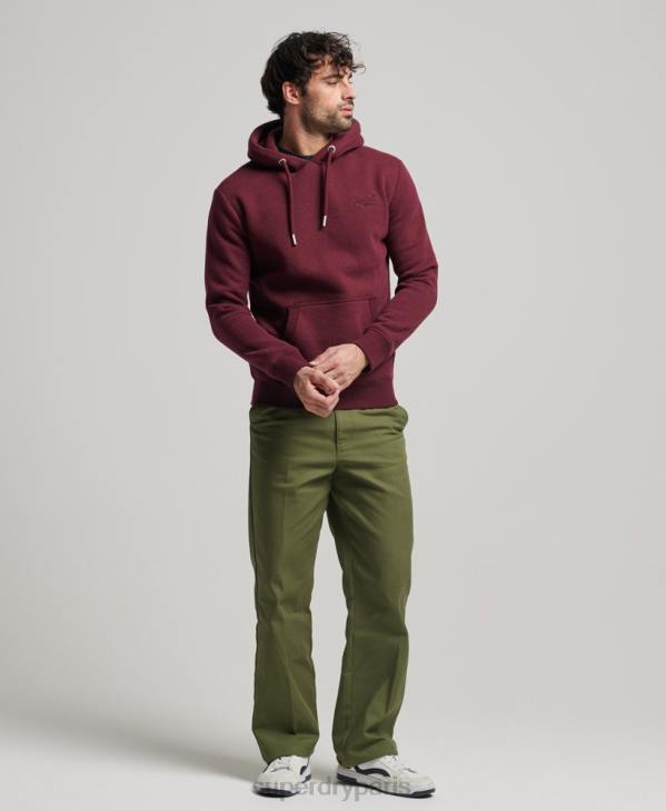 Superdry Hommes sweat à capuche à logo brodé D64Z455 vêtements rouge