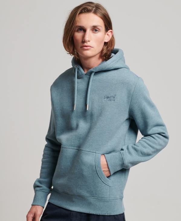 Superdry Hommes sweat à capuche à logo brodé D64Z474 vêtements bleu clair