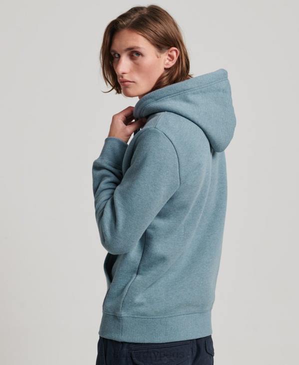 Superdry Hommes sweat à capuche à logo brodé D64Z474 vêtements bleu clair