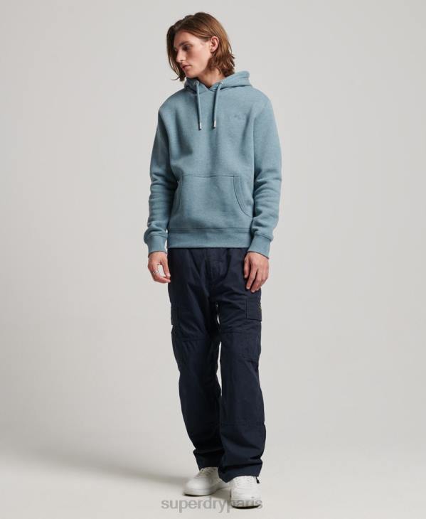 Superdry Hommes sweat à capuche à logo brodé D64Z474 vêtements bleu clair