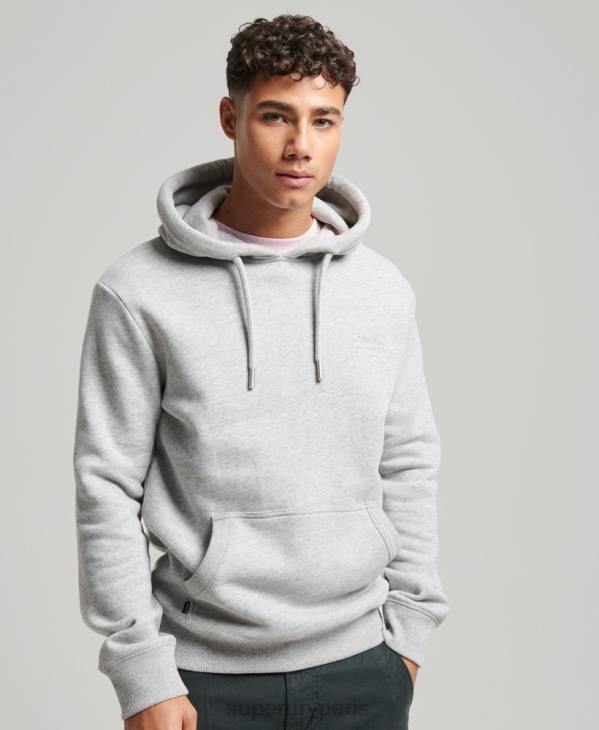Superdry Hommes sweat à capuche à logo brodé D64Z477 vêtements gris
