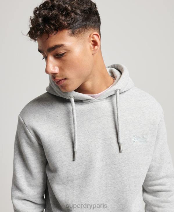 Superdry Hommes sweat à capuche à logo brodé D64Z477 vêtements gris