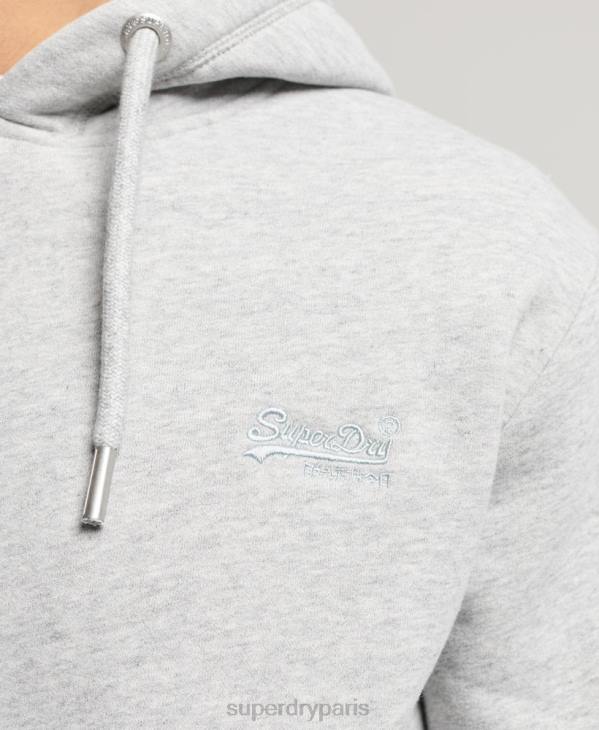 Superdry Hommes sweat à capuche à logo brodé D64Z477 vêtements gris