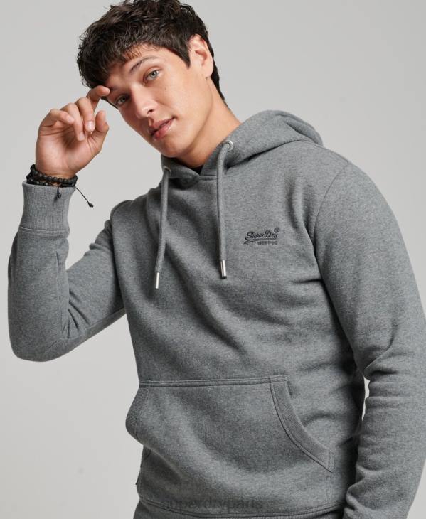 Superdry Hommes sweat à capuche à logo brodé D64Z581 vêtements gris