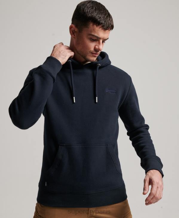 Superdry Hommes sweat à capuche à logo brodé D64Z64 vêtements marine