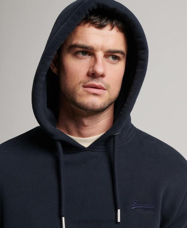 Superdry Hommes sweat à capuche à logo brodé D64Z64 vêtements marine