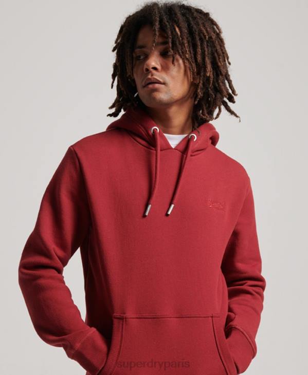 Superdry Hommes sweat à capuche à logo brodé D64Z738 vêtements rouge