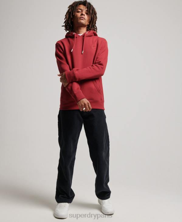 Superdry Hommes sweat à capuche à logo brodé D64Z738 vêtements rouge