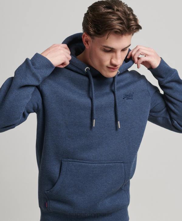 Superdry Hommes sweat à capuche à logo brodé D64Z754 vêtements marine
