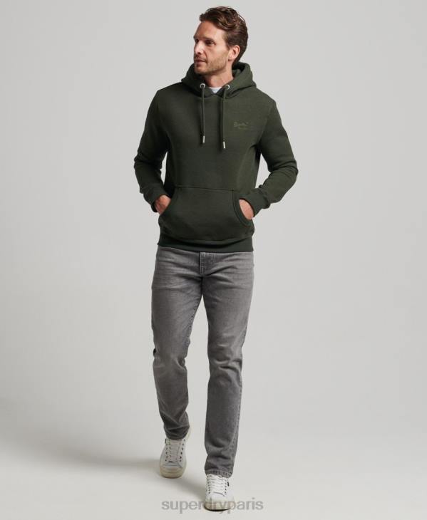 Superdry Hommes sweat à capuche à logo brodé D64Z762 vêtements vert