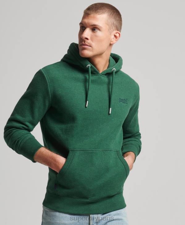 Superdry Hommes sweat à capuche à logo brodé D64Z783 vêtements vert