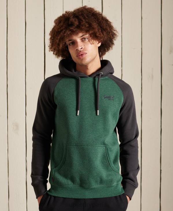 Superdry Hommes sweat à capuche à logo brodé D64Z833 vêtements vert