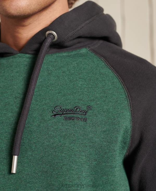 Superdry Hommes sweat à capuche à logo brodé D64Z833 vêtements vert