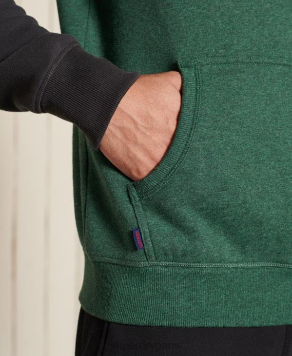 Superdry Hommes sweat à capuche à logo brodé D64Z833 vêtements vert