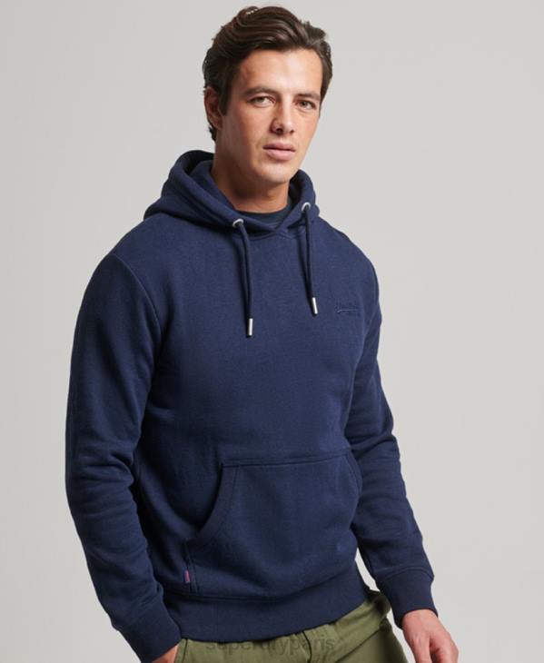 Superdry Hommes sweat à capuche à logo brodé D64Z838 vêtements marine