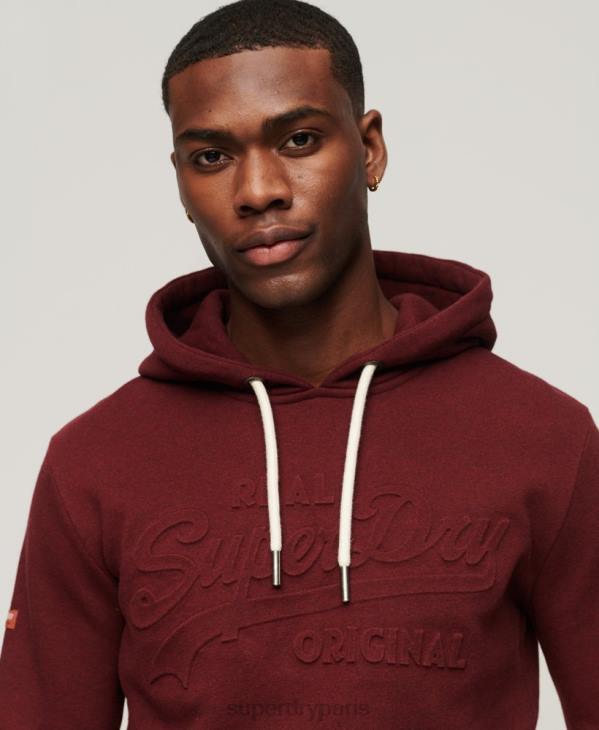 Superdry Hommes sweat à capuche à logo embossé D64Z533 vêtements rouge