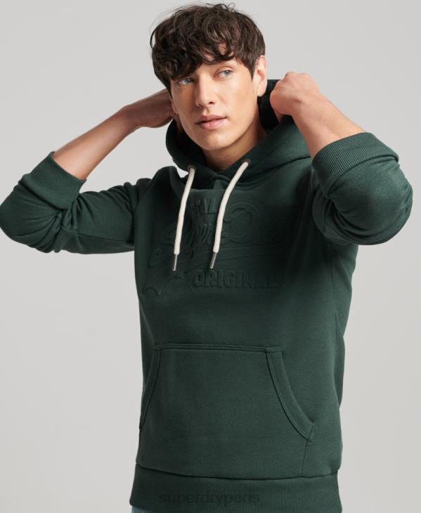 Superdry Hommes sweat à capuche à logo embossé D64Z546 vêtements vert