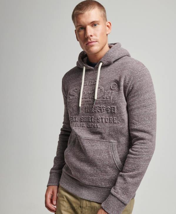 Superdry Hommes sweat à capuche à logo embossé D64Z573 vêtements brun