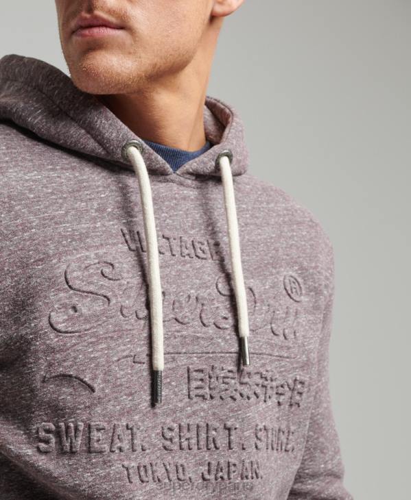 Superdry Hommes sweat à capuche à logo embossé D64Z573 vêtements brun